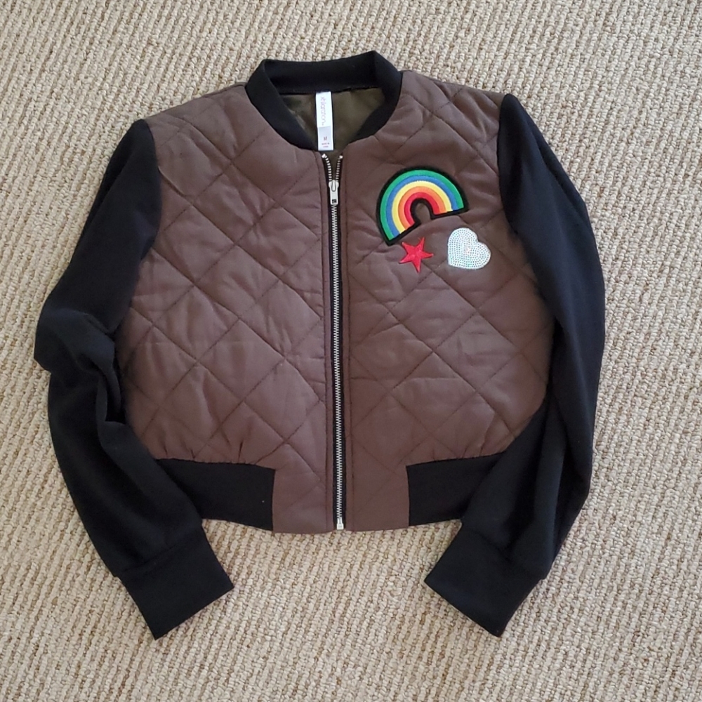 Xhilaration Cropped Rainbow Patch Jacket